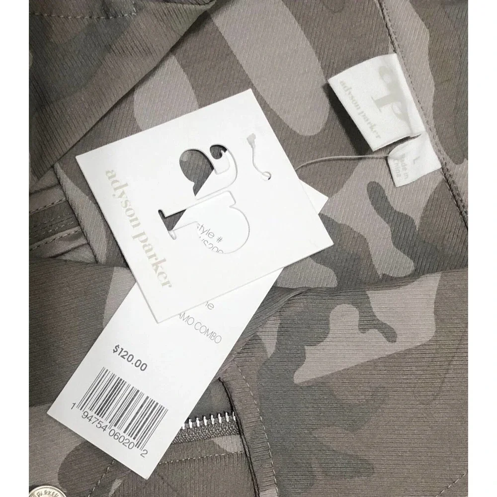 NWT Adyson Parker Camo Jacket Sz L Chest 40/42” Moto Jacket Womens Green Camo - Picture 4 of 6